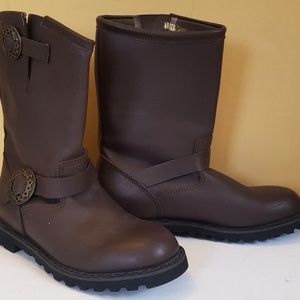 New DEMONIA leather STEAM steampunk CALF BOOTS